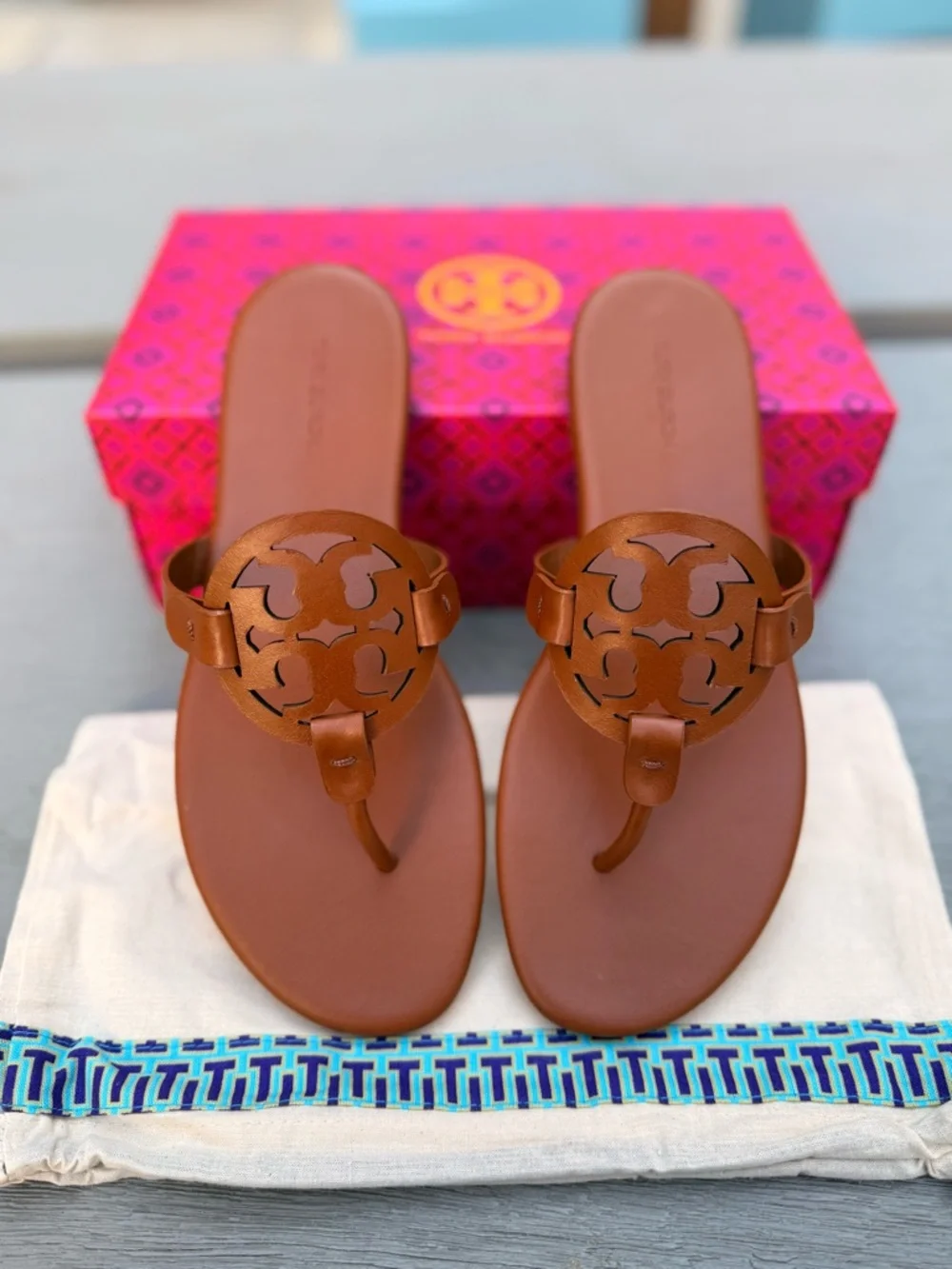 Tory Burch Miller Soft Calf Leather Sandals Brown